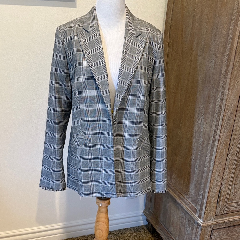 Laundry By Shelli Segal Gray Checkered Blazer